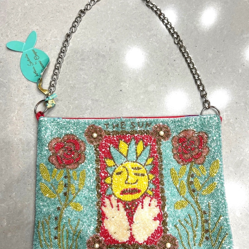 Antica Sartoria Colorful Beaded Sun & Flowers Women's Bag